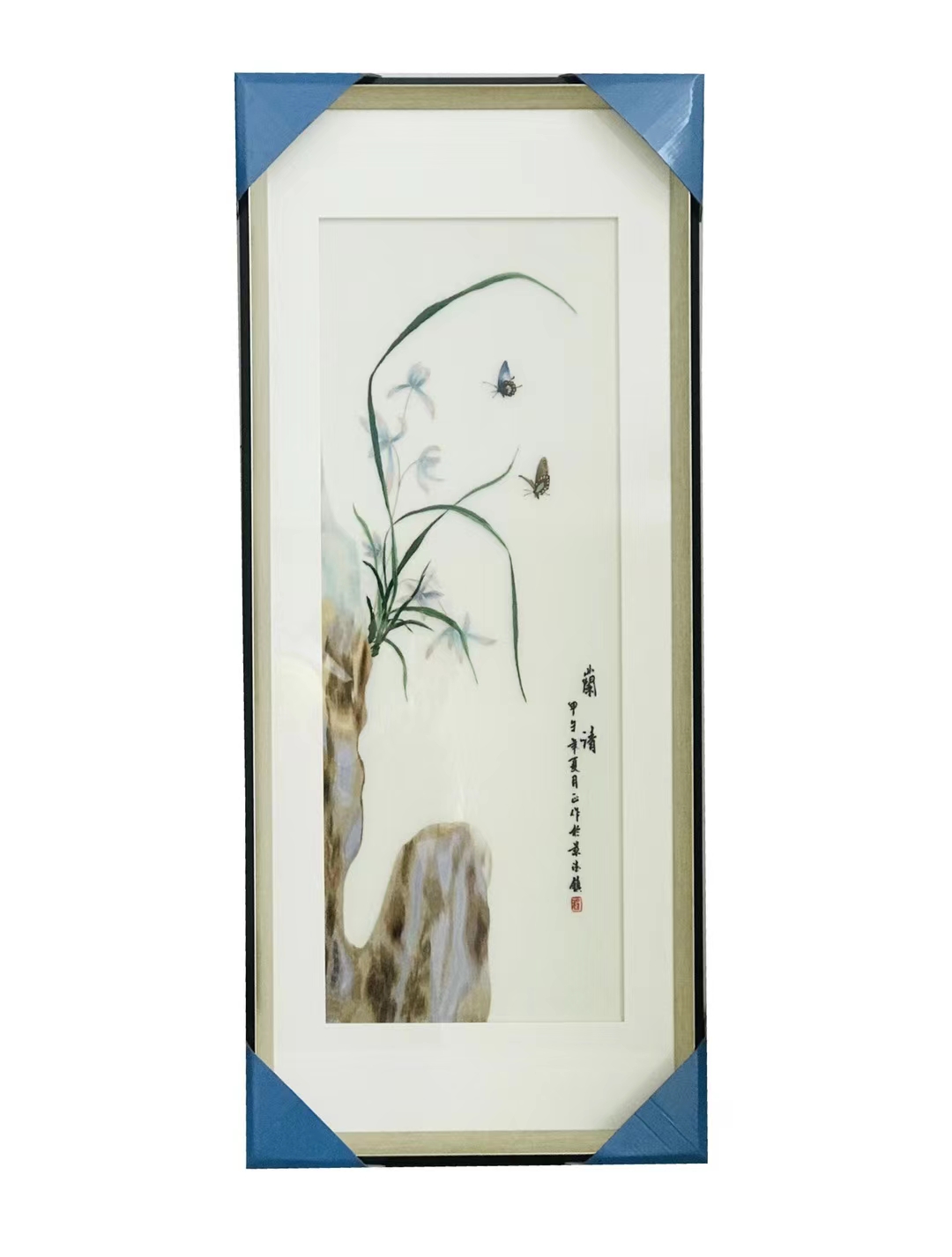 梅兰竹菊花木四君子四条屏镜框