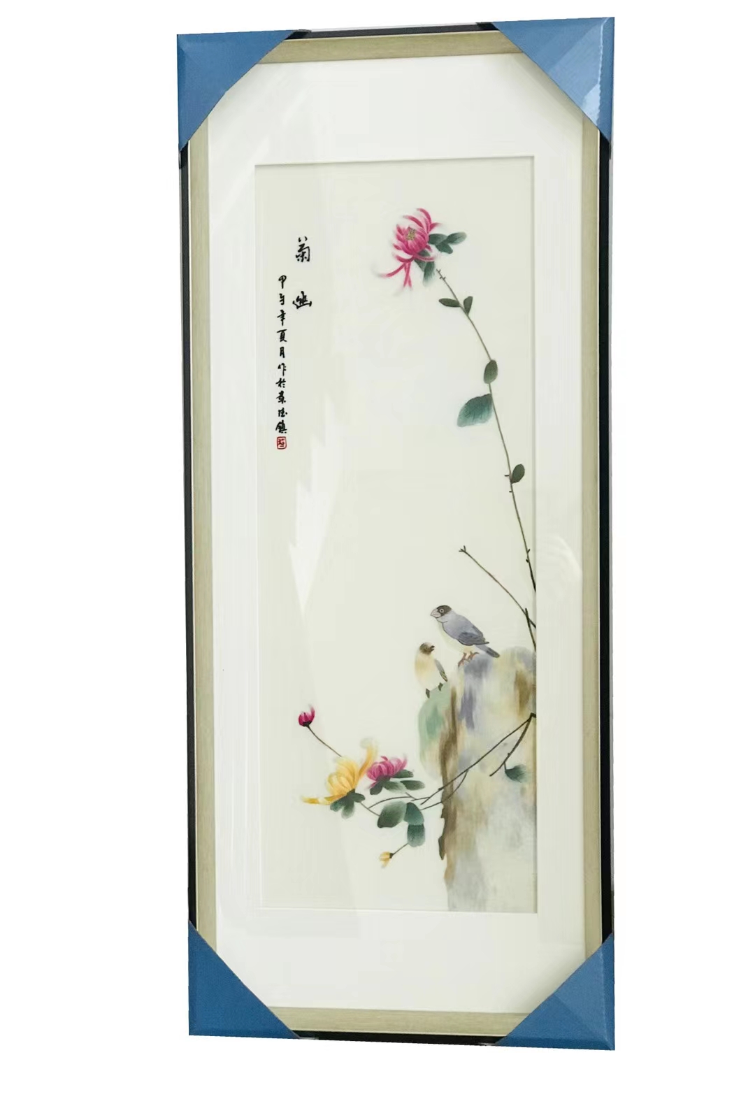 梅兰竹菊花木四君子四条屏镜框