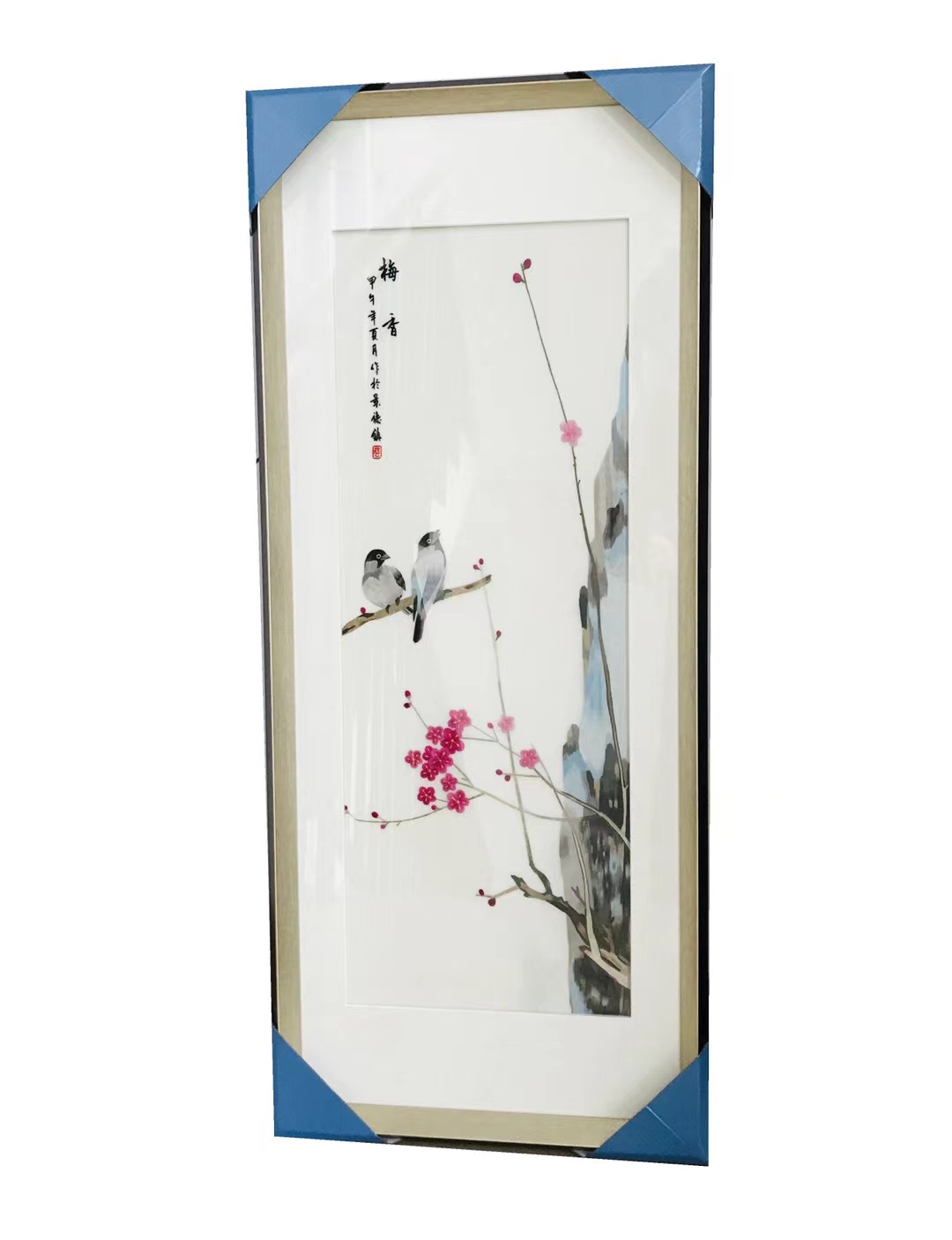 梅兰竹菊花木四君子四条屏镜框
